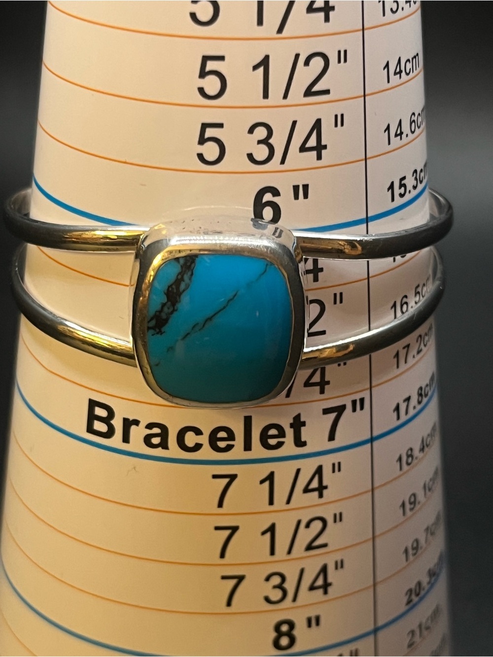 Vintage Sterling Silver 925 Stabilized Turquoise Cuff Bracelet Artisan - Picture 6 of 7